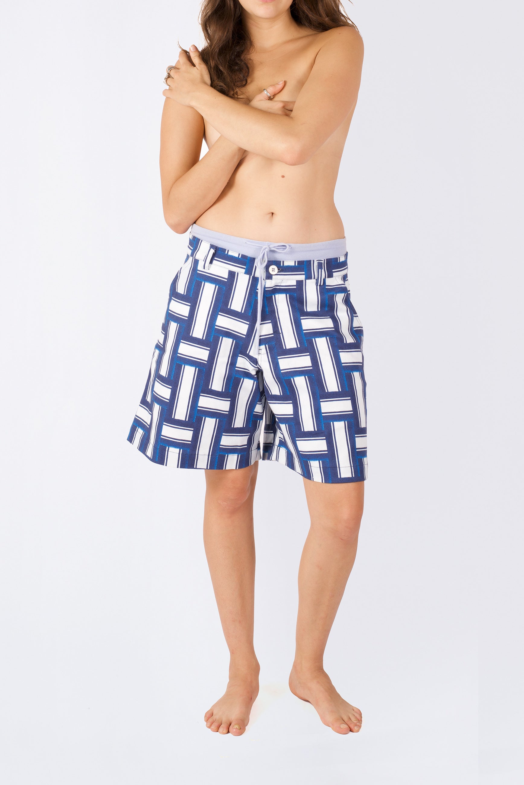 Printed palma blue papa shorts