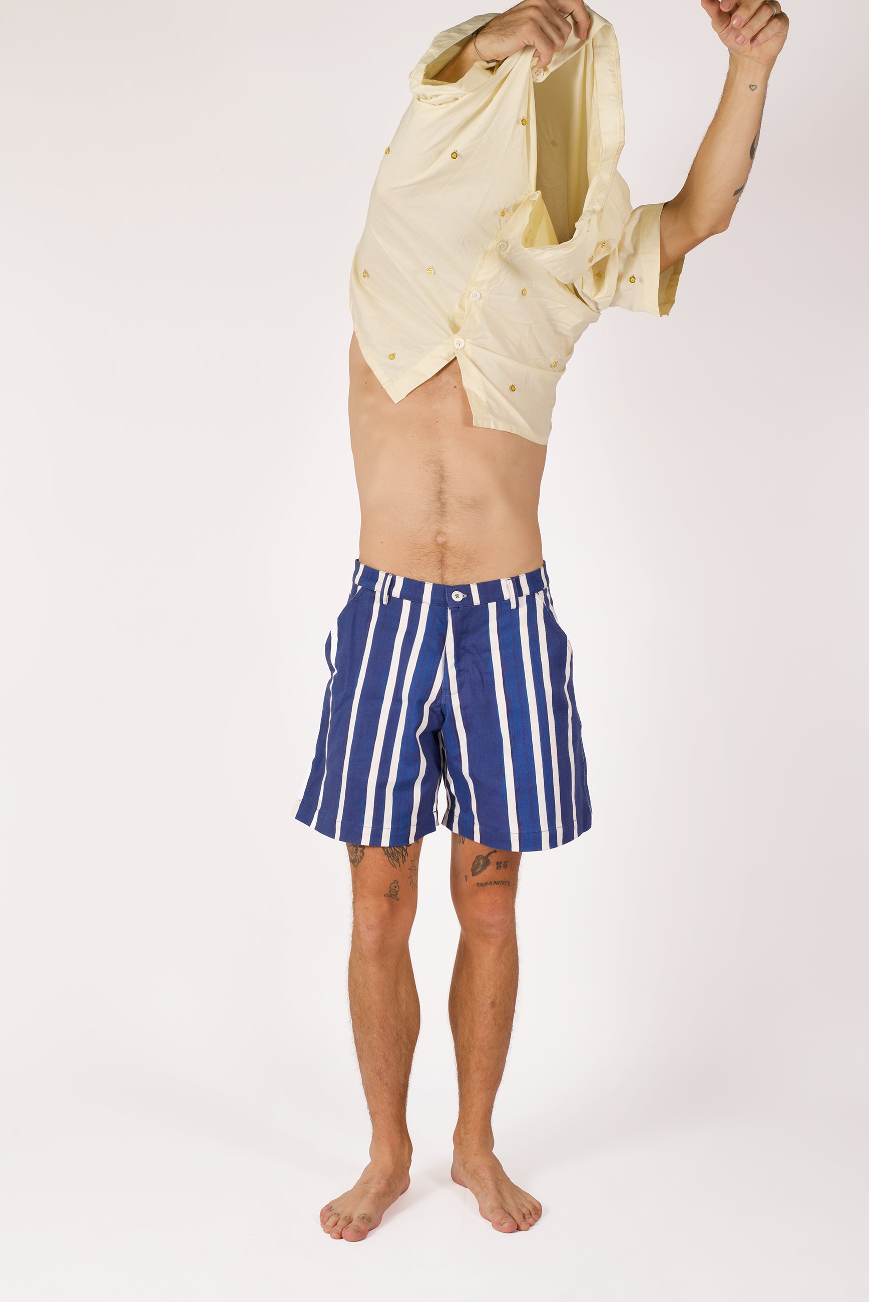 Printed striped papa shorts