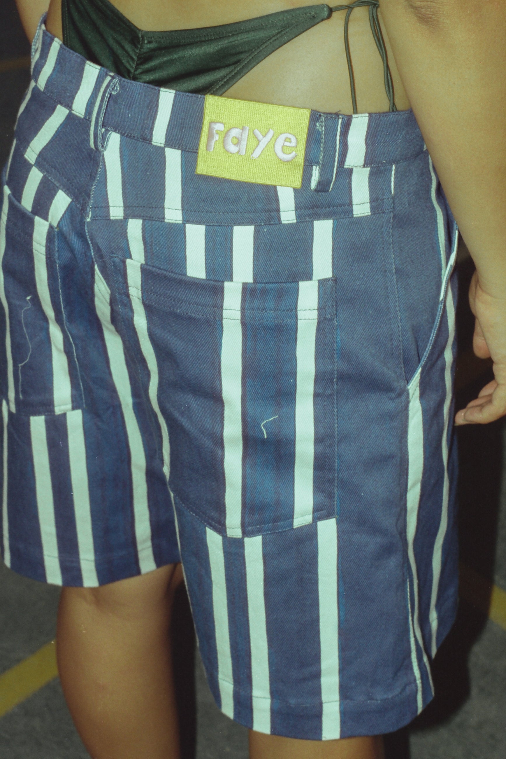 Printed striped papa shorts
