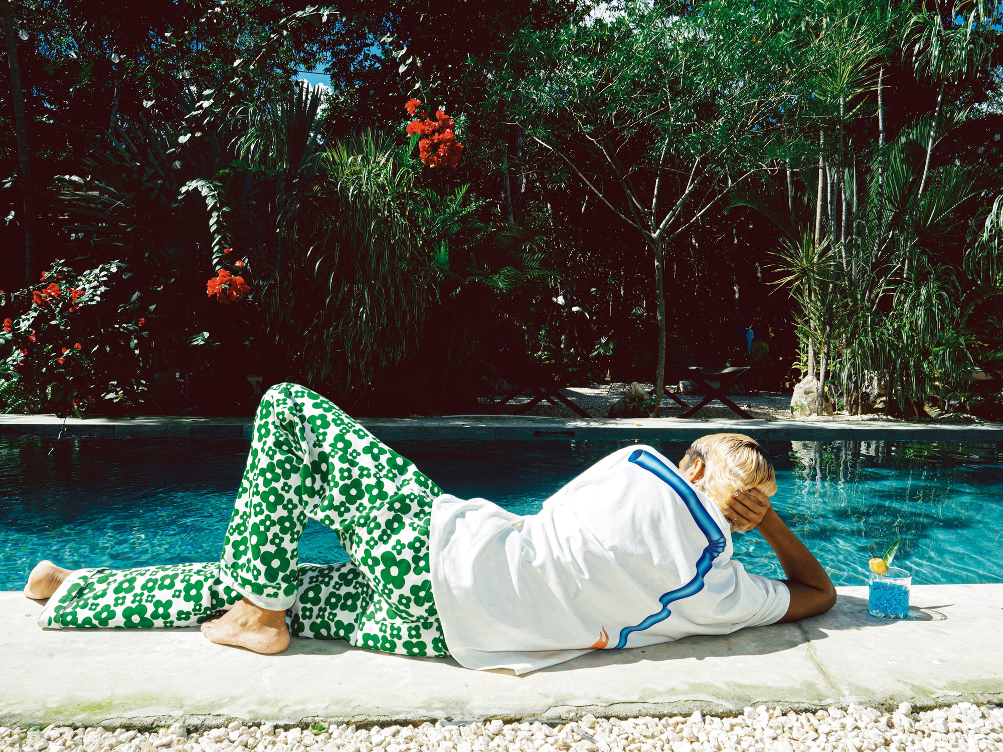 Printed cotton flower pants