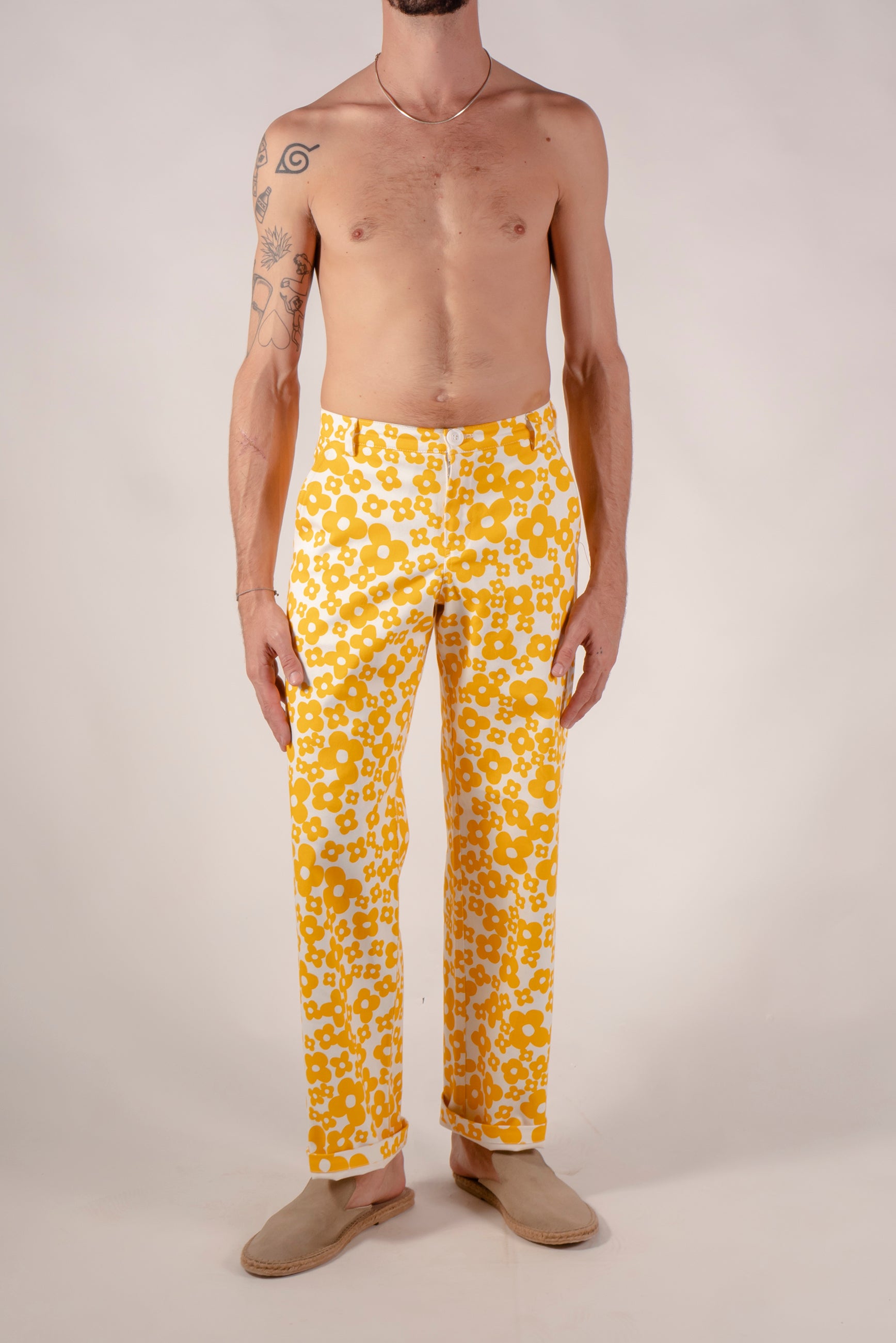 Printed cotton flower pants