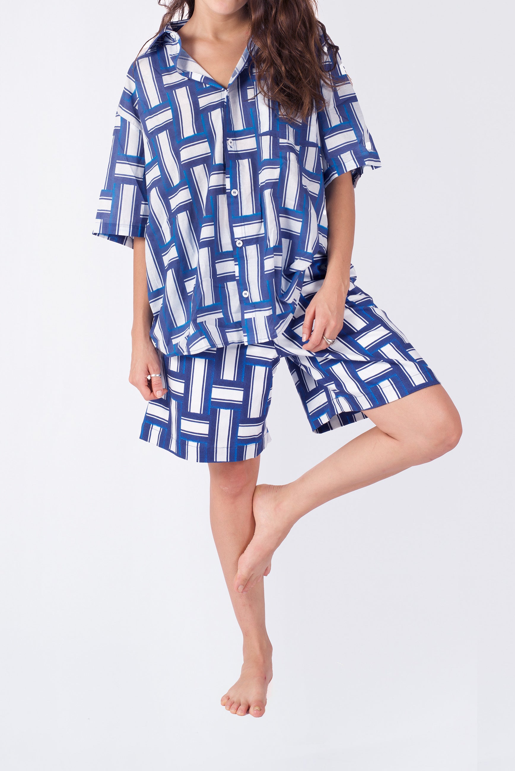 Printed palma blue papa shorts