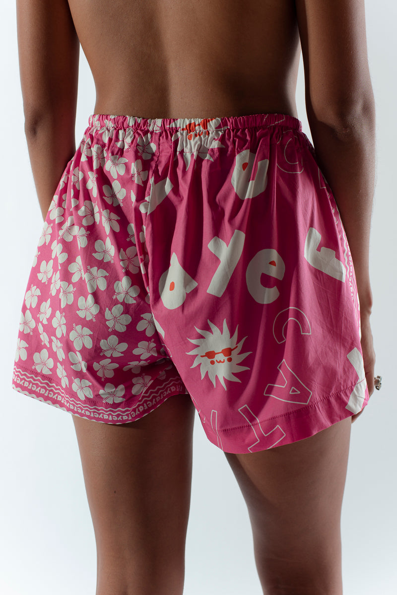 Floral bandana pink shorts