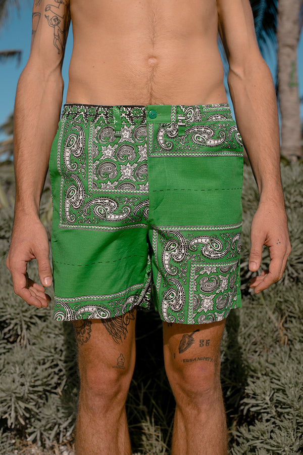 bandana green shorts