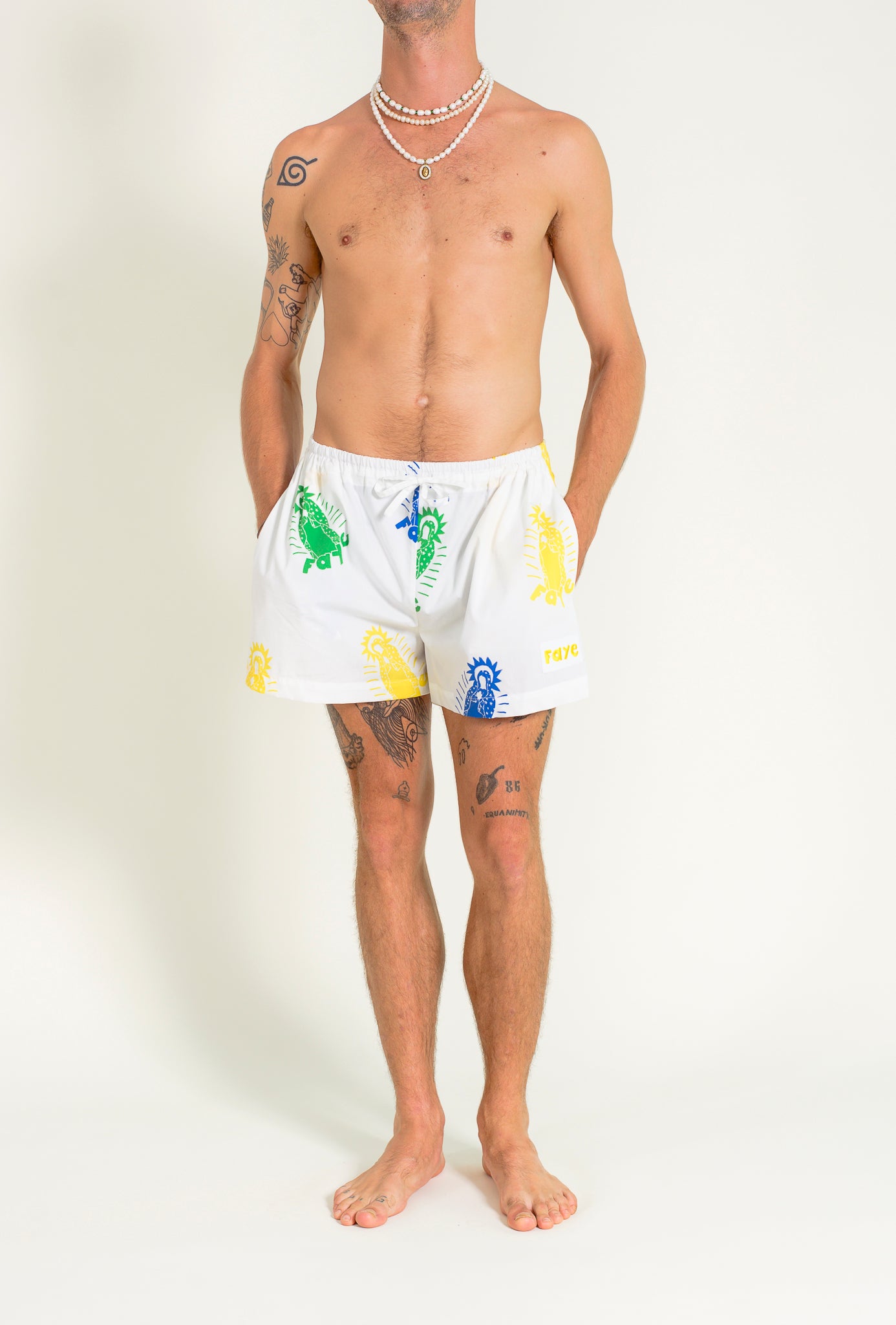 Overall printed cotton shorts
