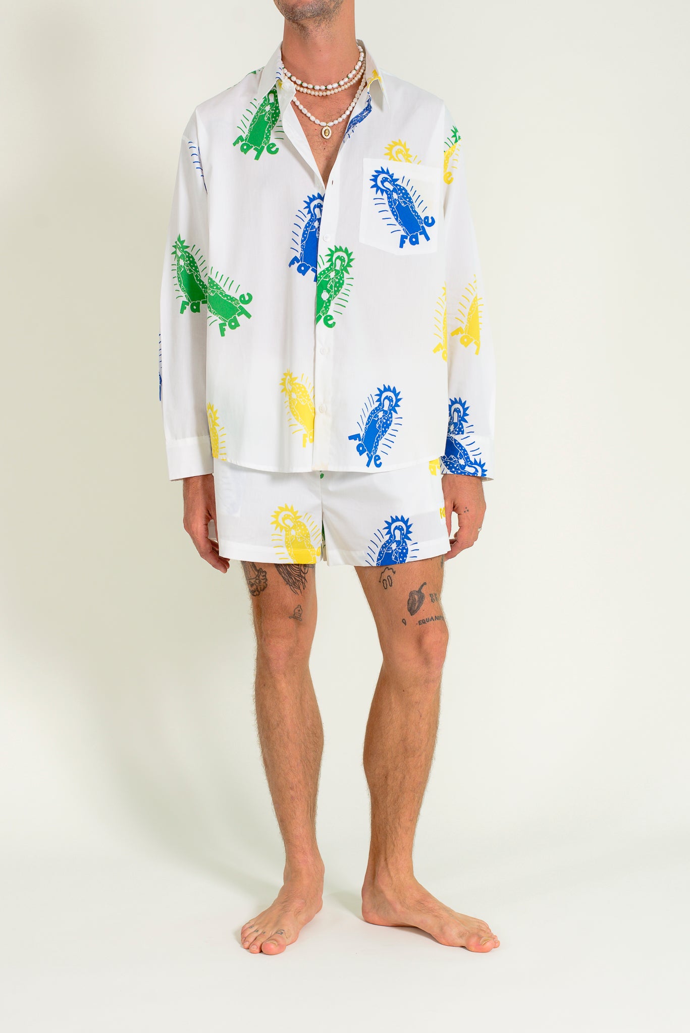 Printed long sleeves sunrise shirt