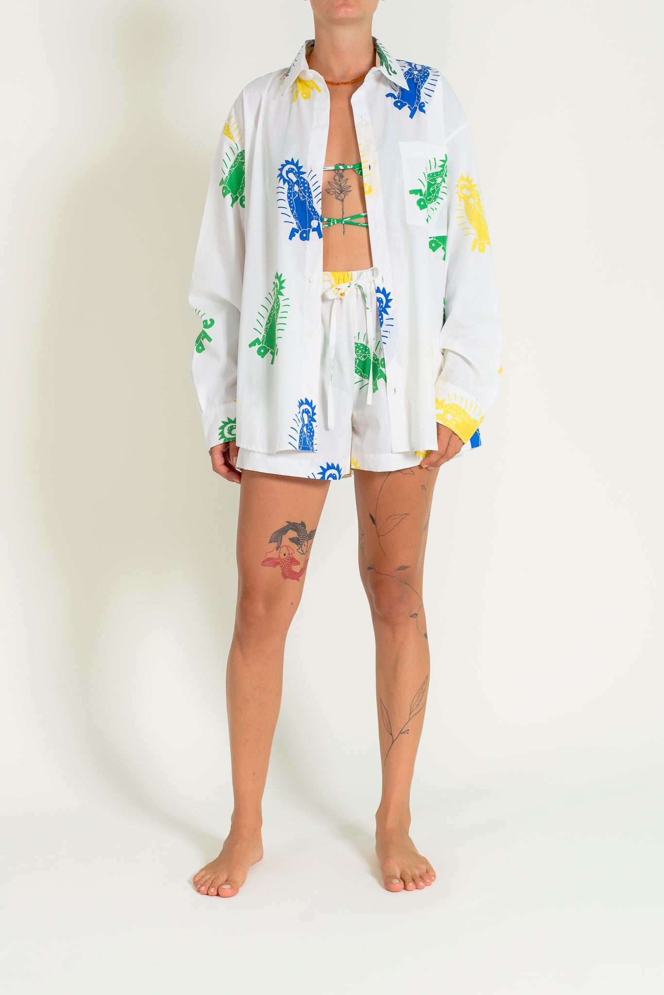 Printed long sleeves sunrise shirt