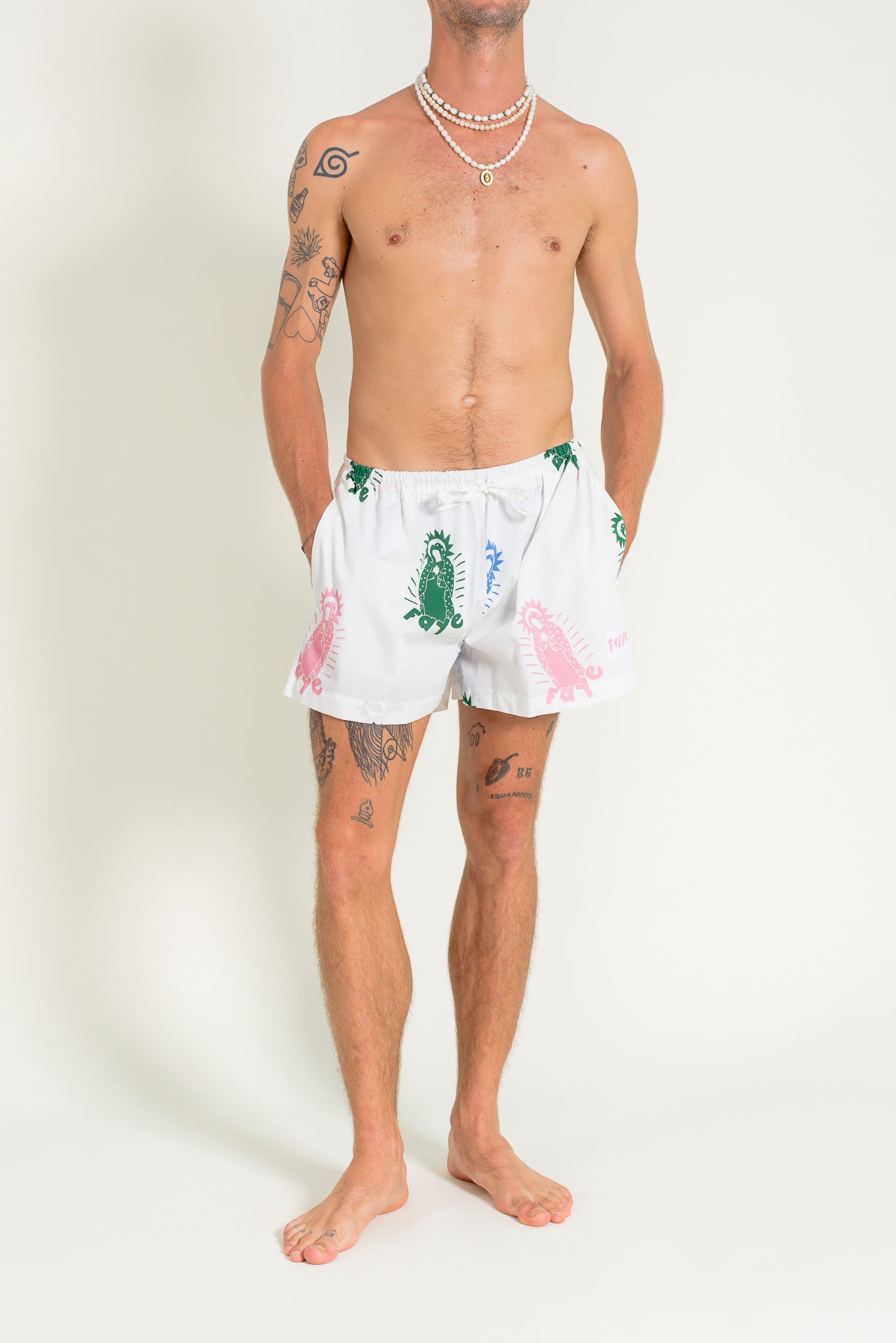 Overall printed cotton shorts 