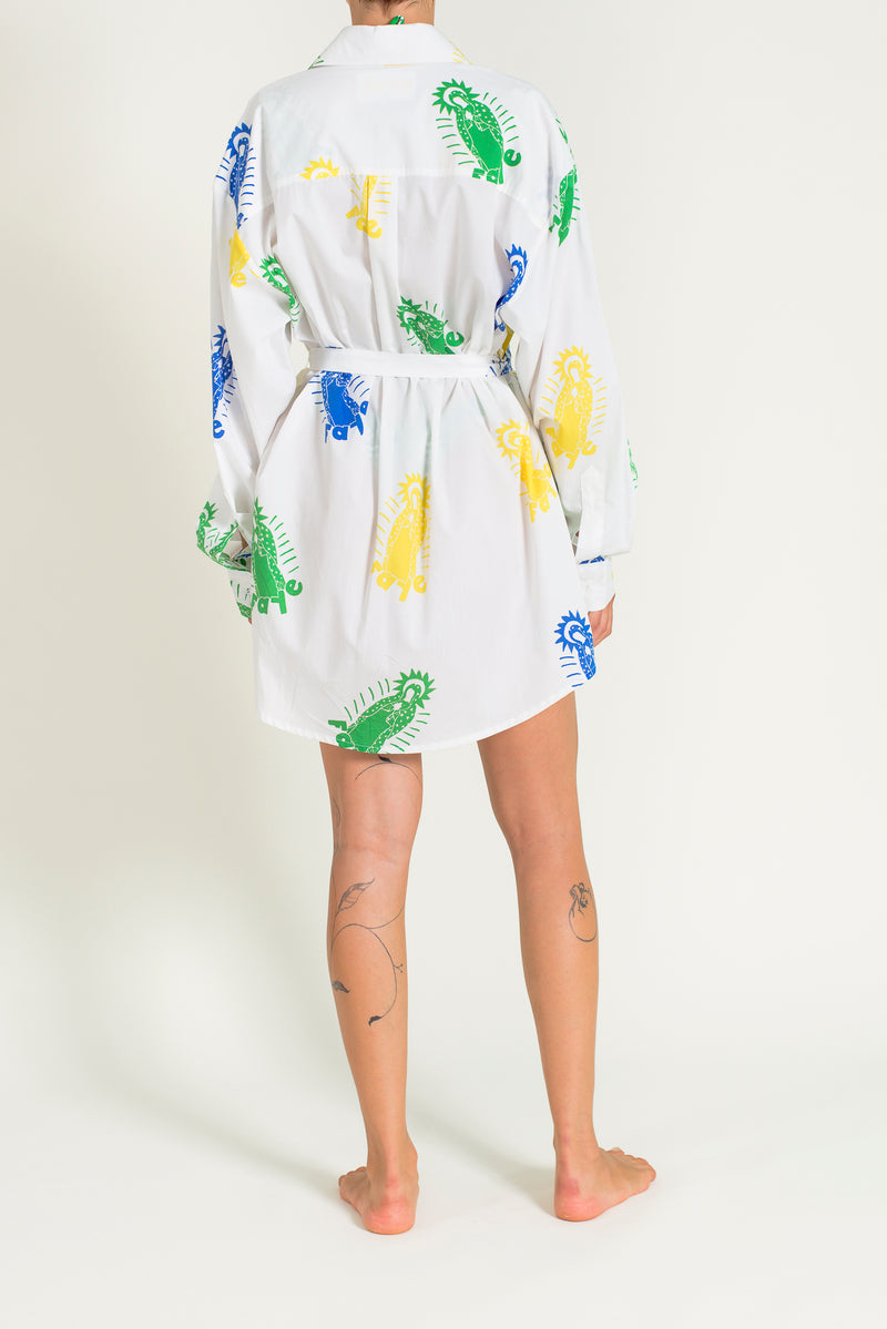 Overall printed oversize button down dress