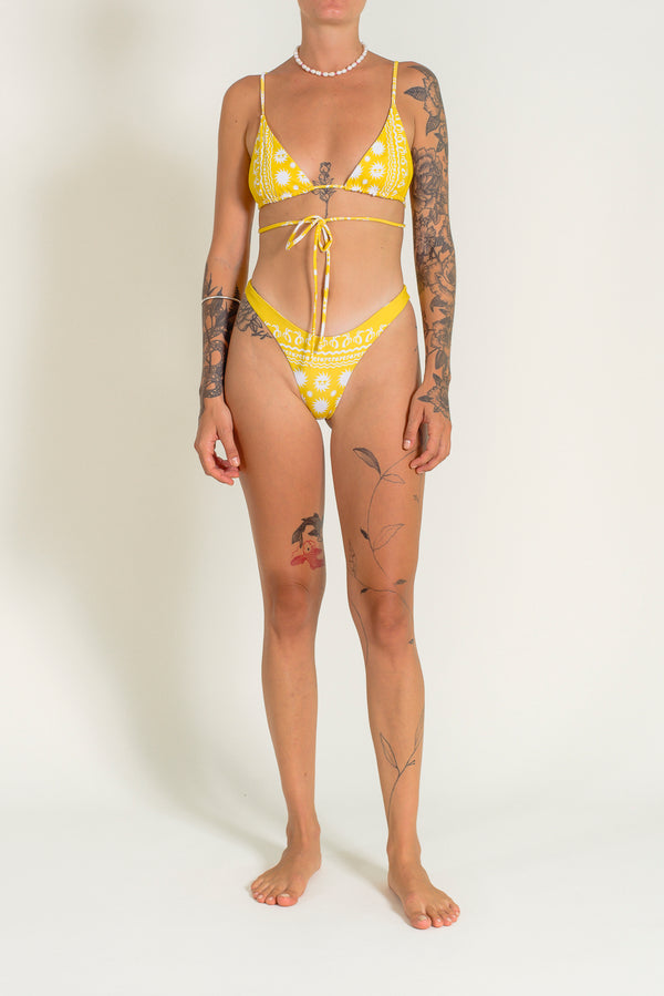 Printed bandana yellow minimal bikini bottom