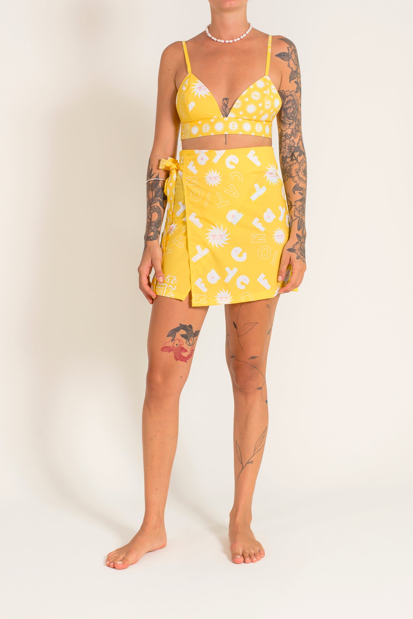 Printed bandana yellow triangle top